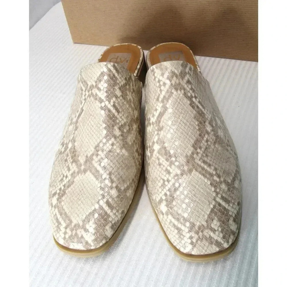 Dolce Vita Pyra Snake Print Stone Beige Casual Flat Slip-On Mule Women's Size 10 - Picture 1 of 10